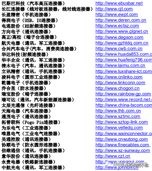 连接器知名厂家公司_连接器公司排名_连接器生产公司