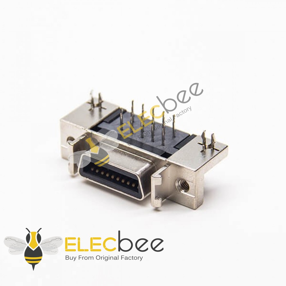 SCSI连接器scsi母连接器20针90度铆锁式插PCB板带鱼叉脚